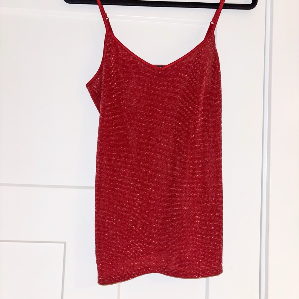 Express Red Glittery Women's Camisole Top